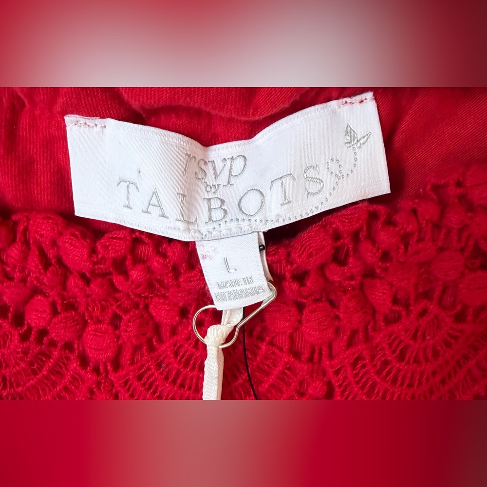 NWT Talbots “Reserve” Red Lace Top. Large. Beautiful details. - Picture 6 of 7